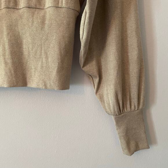 We The Free Cream Tan Shimmer Turtleneck Mockneck Sweater Pullover Women size XS - Picture 5 of 8